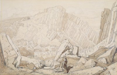 「ノルマンディー」シリーズのドンフロンI（鉛筆と紙で洗う） 作： John Sell Cotman