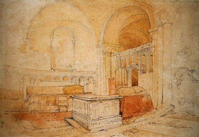 ノリッチ大聖堂の内部（鉛筆・水彩・紙） 作： John Sell Cotman