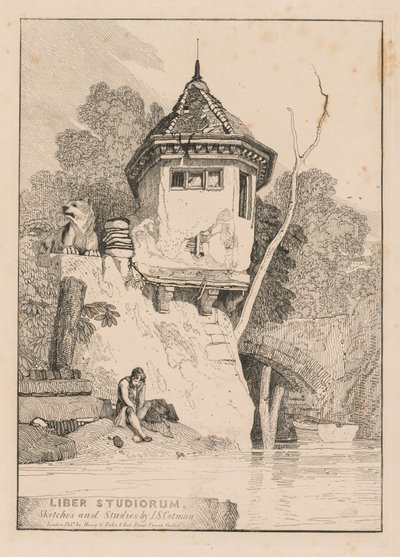 Liber Studiorum; 口絵、ヤレ川のほとりにあるガーデンハウスの眺め 作： John Sell Cotman