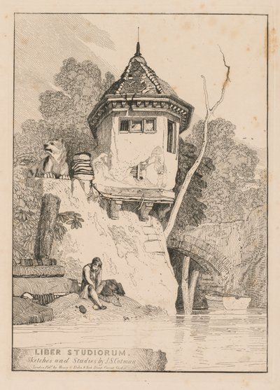 Liber Studiorum、Frontispiece、ヤレ川のほとりにあるガーデンハウスの眺め、1838年。 作： John Sell Cotman