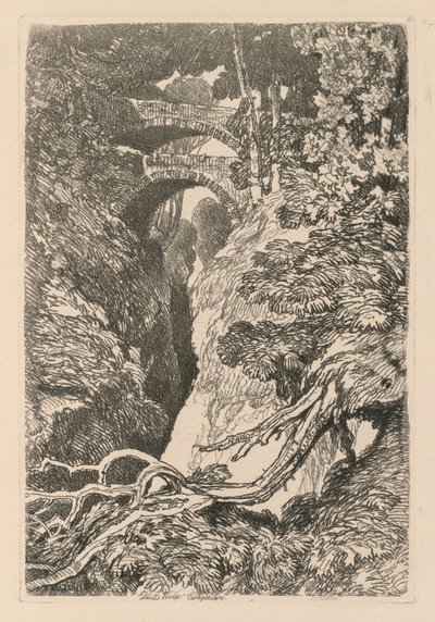 Liber Studiorum: プレート 10、デビルズ ブリッジ、カーディンガンシャー 作： John Sell Cotman