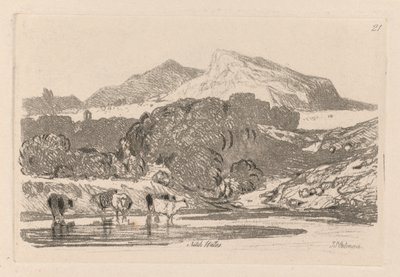 Liber Studiorum：プレート21、北ウェールズの眺め、1838。 作： John Sell Cotman