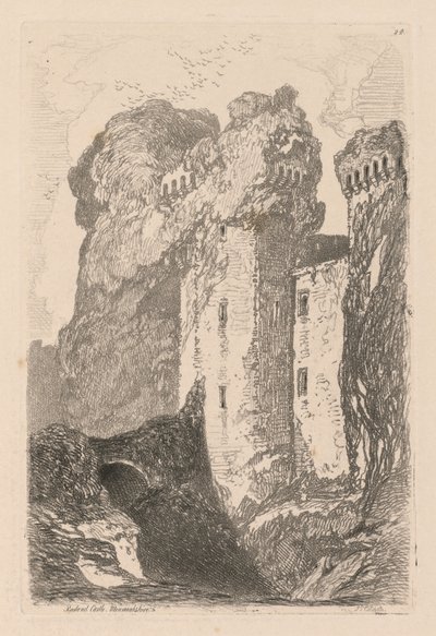 Liber Studiorum: プレート 24、ラグランド城、モンマスシャー 作： John Sell Cotman