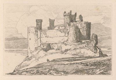 調査は無料です。プレート25、ハーレック城、北ウェールズ、1838年。 作： John Sell Cotman