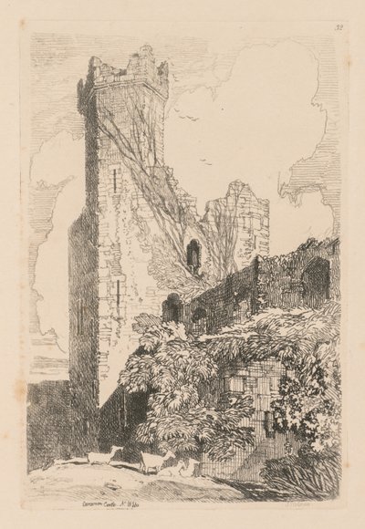 研究は無料です。プレート32、カーナーボン城、N。ウェールズ、1838。 作： John Sell Cotman