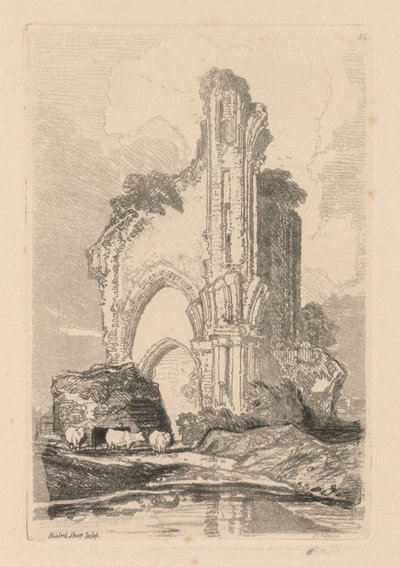 研究は無料です。プレート35、ウェンロック修道院、シュロップシャー、1838。 作： John Sell Cotman