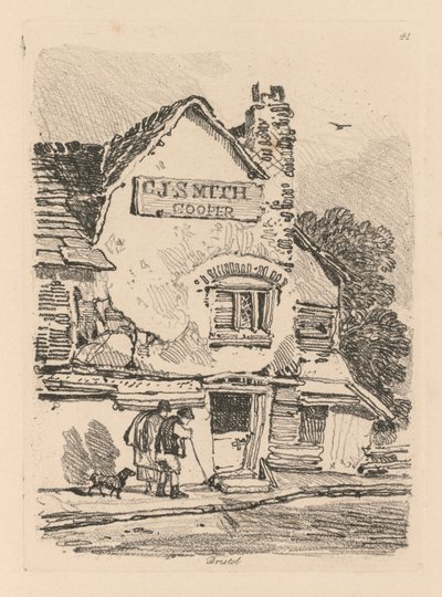 Book of Studies: プレート 41、ブリストルの家 作： John Sell Cotman