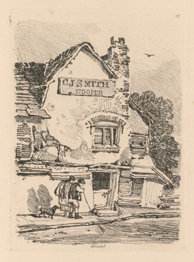 研究は無料です、Plate 41、House at Bristol、1838。 作： John Sell Cotman
