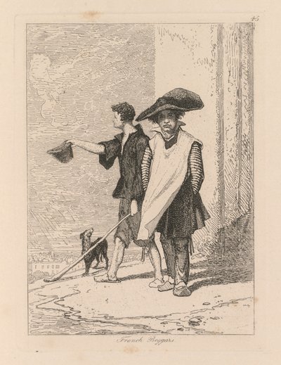 Liber Studiorum: プレート 45、フランスの物乞い 作： John Sell Cotman