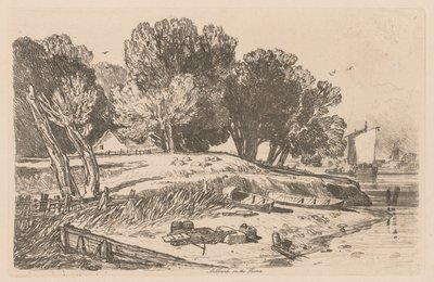 Liber Studiorum：プレート8、テムズ川のミルバンク、1838年。 作： John Sell Cotman
