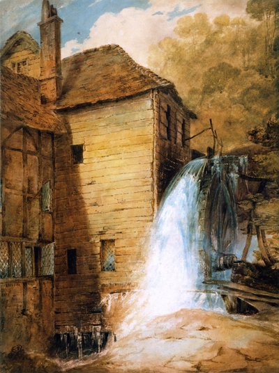 PD.29-1953オーバーショットミル、c.1802-3（紙にトイレと鉛筆） 作： John Sell Cotman