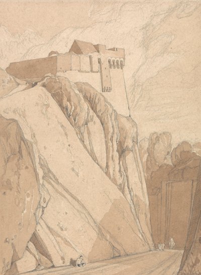 サン ロー、ノルマンディーの古い要塞の一部 作： John Sell Cotman