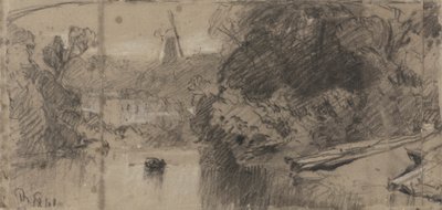 川の風景、おそらくソープ、ノーフォークの近く 作： John Sell Cotman