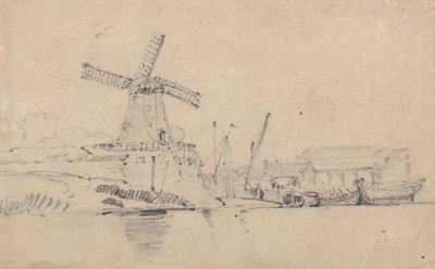 川と風車 作： John Sell Cotman