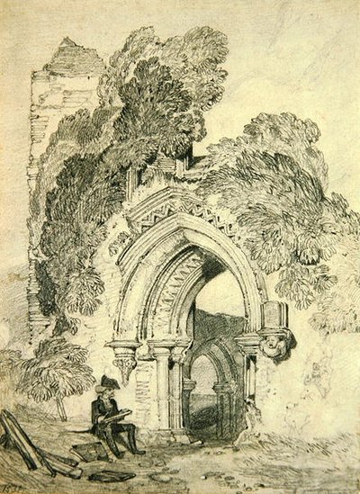 ロマネスクの廃墟（紙に鉛筆） 作： John Sell Cotman