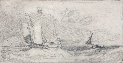 波立つ海でのセーリングウエリーとボート 作： John Sell Cotman