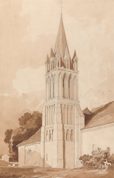 イフス教会の南東ビュー、カーン、ノルマンディーの近く 作： John Sell Cotman