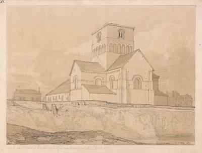 レリー教会の南東の眺め、ポン・ド・ラルシュ、ノルマンディーの近く 作： John Sell Cotman