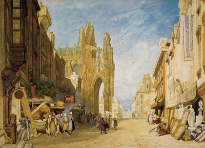 ノルマンディー、アレンコンの街並み 作： John Sell Cotman