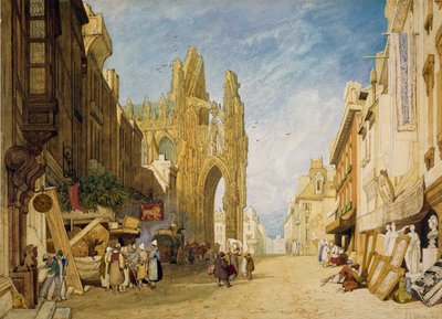 1828年、ノルマンディーのアレンコンでのストリートシーン 作： John Sell Cotman