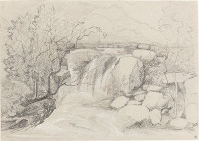 岩のある滝 作： John Sell Cotman