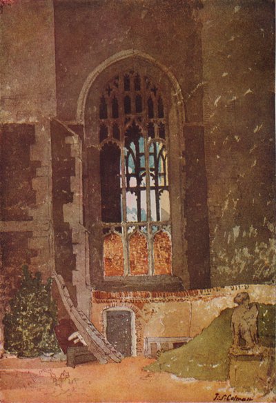 セントアンドリュースホールとオランダ教会、ノリッジ、c1908の間の窓 作： John Sell Cotman
