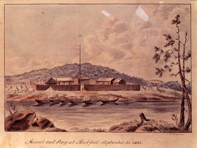 1821年の到着とロックフォートでの滞在（紙にトイレ） 作： John Simpson