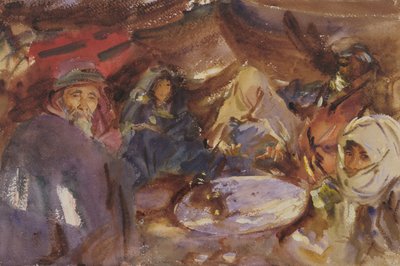 テントでのアラブのジプシー、1905〜06年（紙に白で強調したトイレ） 作： John Singer Sargent