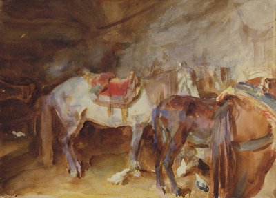 アラブ馬小屋、1905〜06年頃（紙にトイレ） 作： John Singer Sargent