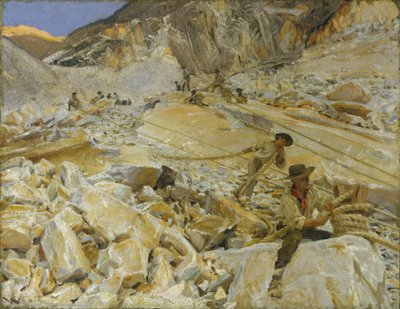 採石場からカララに大理石を降ろす、1911 作： John Singer Sargent