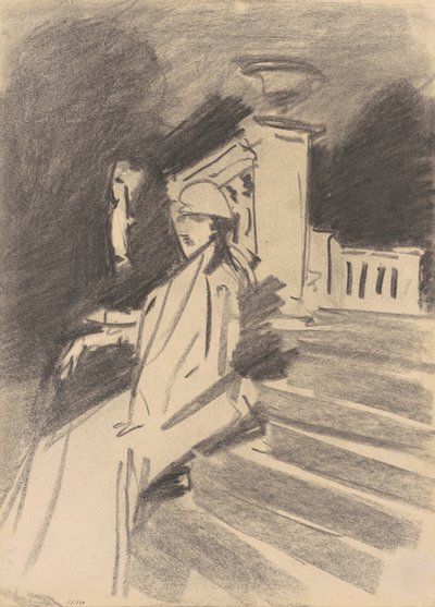 噴水、Villa Torlonia、Frascati、c.1907（木炭に木炭） 作： John Singer Sargent