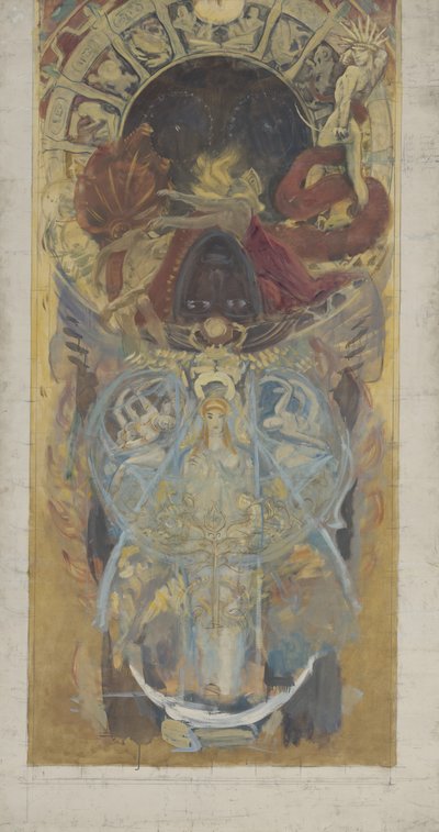 ボストン公共図書館の設計、1890年〜4月 作： John Singer Sargent