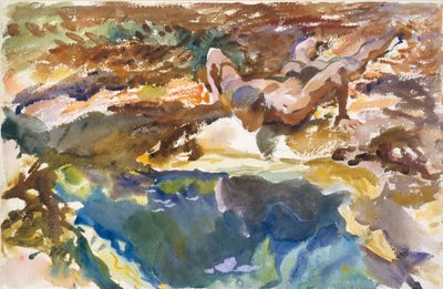 男とプール、フロリダ、1917 作： John Singer Sargent