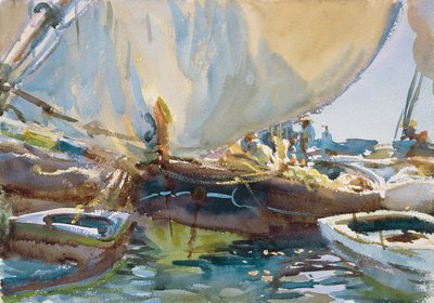 メロンボート、1905年頃（紙にトイレ） 作： John Singer Sargent