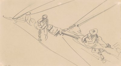 スパーの男たち、1876年頃（織り紙に黒鉛） 作： John Singer Sargent
