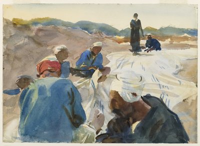 帆の修理（紙にトイレ） 作： John Singer Sargent