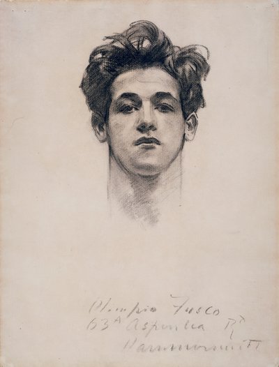 オリンピオフスコ、c.1900-10（紙に木炭と切り株） 作： John Singer Sargent