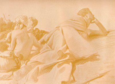 ソールズキャンプのデイヴィッドのリクライニング、c1905 作： John Singer Sargent