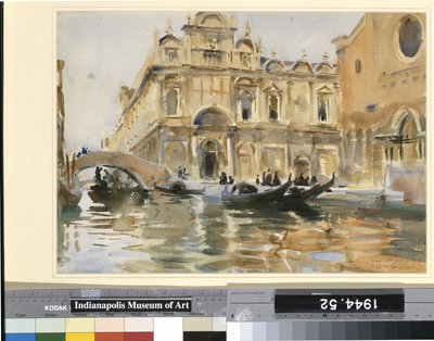 リオ・デイ・メンディカンティ、ヴェネツィア（オフホワイトの紙に鉛筆に水彩） 作： John Singer Sargent