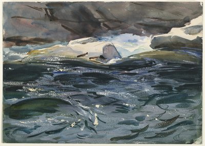 サーモン川、1901年（不透明で半透明のトイレとグラファイト） 作： John Singer Sargent