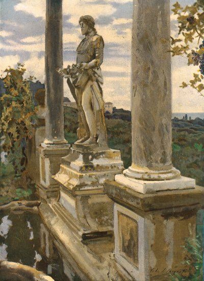Frascati、1907年、c1930にあるVertumnusの像。 作： John Singer Sargent