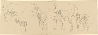 最前線で騎馬隊に靴を履かせるための研究[直訳]、1918年。 作： John Singer Sargent