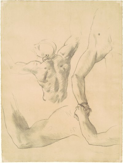「二人の古典的な男像レスリング」のための習作 作： John Singer Sargent