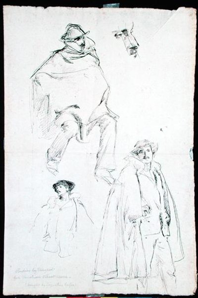 ヴェネツィアの街並みの習作（紙にインク 作： John Singer Sargent