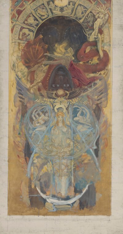 ボストン公立図書館の壁画の研究: アーチ道のデザイン 作： John Singer Sargent