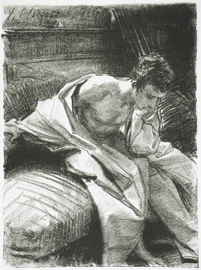 座っている青年の研究、1895 作： John Singer Sargent