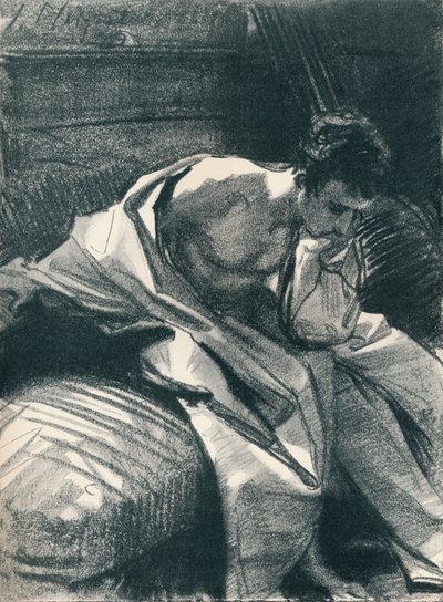 若い男の研究、着席、1895、1896 作： John Singer Sargent
