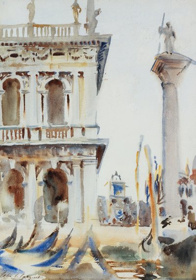 聖セオドアの柱がある図書館の隅、ヴェネツィア、1904年 作： John Singer Sargent
