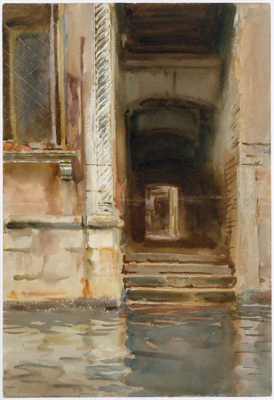 ベネチアンパッセージ、1905年頃（WC、ガッシュ、白いグラビア紙にグラファイト） 作： John Singer Sargent