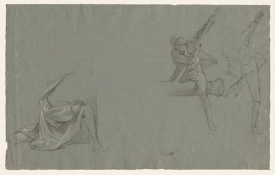 ドレープ研究; ポールを引く 2 人の人物 作： John Singleton Copley